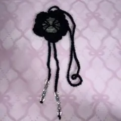 ハンドメイドネックレス ボタン 森ガール y2k フェアリーグランジ 花 黒