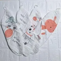 【新品・未使用】ループタオル4枚セット100%コットン＆ガーゼハンカチ4枚セット
