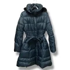 h*1様 ライトダウン ロングコート フード ファー ベルト付き サイズL