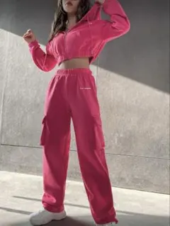 【新品】Flirla ドロップショルダー パーカー＆スウェットパンツ　裏起毛