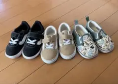 VANZキッズシューズ3点セット 黒 ベージュ 緑 動物柄