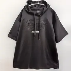 ​3L【BEAUMERE】立体エンボスロゴ 半袖パーカー 黒 バックロゴ y2kのサムネイル