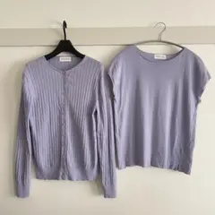 極美品 ヒューマンウーマン アンサンブル カーディガン コットン100％