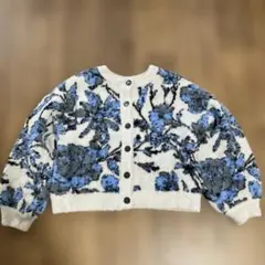 花柄ニットカーディガン 長袖