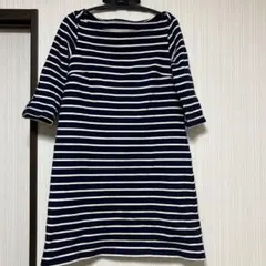 イ*マ様 ネイビーとホワイトのストライプワンピース
