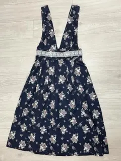 axes femme アクシーズファム 花柄ジャンパースカート ネイビー レース