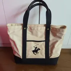 ビバリーヒルズ POLO CLUB ポロプレイヤー刺繍トートバッグ　ベージュ