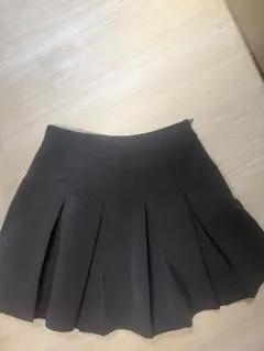 グレー ハイウエスト プリーツミニスカート