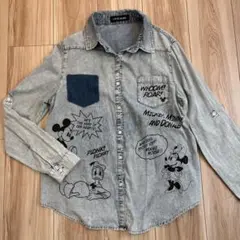 セシルマクビー×ディズニー ミッキー 長袖 デニムシャツ M ダンガリーシャツ