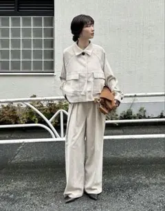 LARUTA ベロアデニムステンカラージャケット　ベージュ