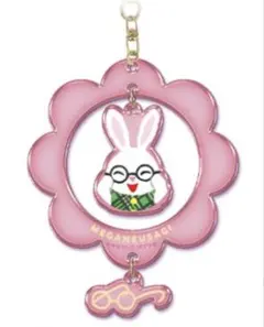 値下げ中！【めがねうさぎ】ゆらゆらキーホルダー（うさこ）