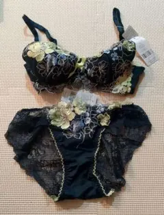 ネイビー刺繍ブラジャーショーツセット C65 M