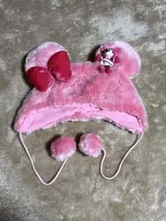 ミニーマウス 耳付き帽子 ピンク