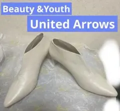 BEAUTY&YOUTH スリット入り牛革ブーティ パンプス　24.5㎝　美品のサムネイル