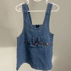 デニム ジャンバースカート カラフル刺繍