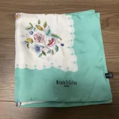 【美品】Nicole St Gilles 大判 シルク花柄スカーフ