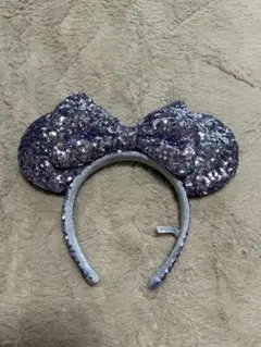 ミニーマウスカチューシャ スパンコール ブルー 青