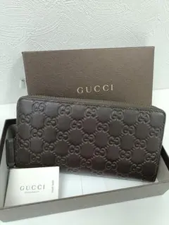 GUCCI グッチ シマ 長財布 ウォレット ダークブラウン