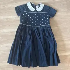 bais de rose ネイビー フラワー刺繍 ワンピース 半袖