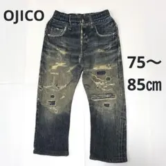 OJICO ダメージ加工プリントパンツ 75〜85㎝