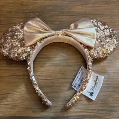 ディズニー　カチューシャ　スパンコール　シャンパンゴールド　ピンク