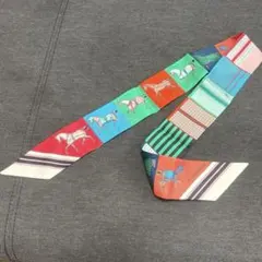 未使用 HERMES エルメス ツイリー スカーフ シルク 馬 乗馬