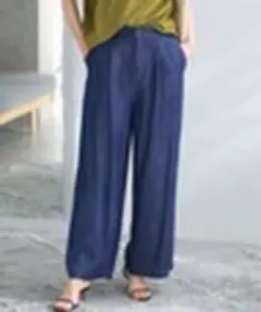 URBAN RESEARCH ROSSOインディゴブルーワイドパンツ デニム風