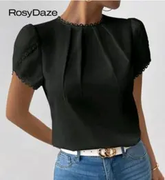 SHEIN ブラック 半袖 ブラウス Sサイズ
