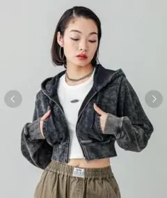 xgirl ジップパーカー ブラック クロップド Sサイズ