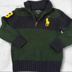 美品 ラルフローレン セーター 100ビッグポニー ハーフジップ ニット