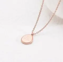 ネックレス コイン サージカルステンレス あずきチェーン 新品 ピンクゴールド