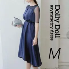未使用《Dolly Doll》ビスチェドッキングサテンドレス　ネイビー　シアー