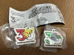 【新品未使用】ポケモン30周年 メタルチャームマスコット ピカチュウ フシギバナ