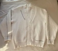 ホワイトニットカーディガン 長袖