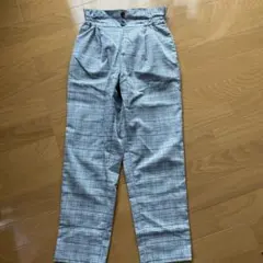 GU チェック柄ゴムウエスト長ズボン 150