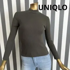 UNIQLO オリーブグリーン ハイネック リブ　長袖トップス