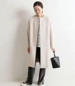 IENA イエナ　ウール ノーカラーコート　ホワイト MANTECOノーカラーコート◇（ノーカラーコート）｜IENA（イエナ）の