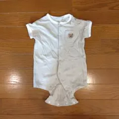 ホワイトロンパース クマ刺繍付き