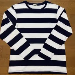 GU ジーユー 長袖ボーダー Tシャツ　ネイビー＆ホワイト M