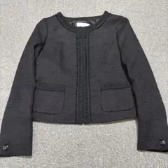 anysisエニィスィス ノーカラーツイードジャケット ブラック