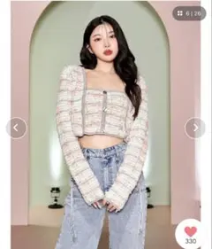 darich ミックスツイードニットトップス