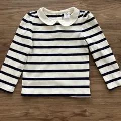 ストライプ襟付き長袖カットソー 100cm