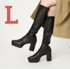 ESPERANZA ゆる傾斜ヒール厚底ロングブーツ L 黒 美品