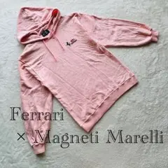 フェラーリ × マニエッティ・マレリ コラボ【M】 ロゴ刺繍 ピンク パーカー