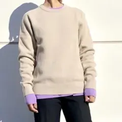 美品✨UNIQLO ウォッシャブルストレッチミラノリブクルーネックセーター