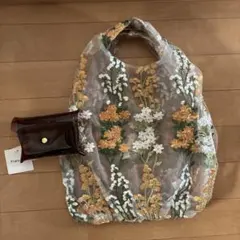 未使用　Francfranc チュールバッグ　花柄刺繍 エコバッグ