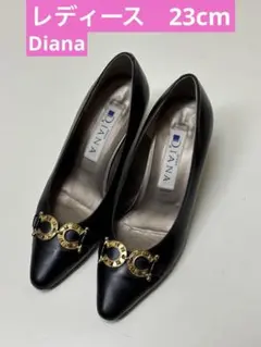 DIANA GINZA ダイアナ　パンプス ブラック ゴールド金具のサムネイル