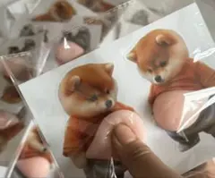 1-3枚まで選択可　芝犬　お腹おなか　ぷにぷにシール　犬3Dシールステッカー