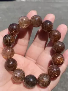 仕事⭐︎金運⭐︎強い引き寄せ⭐︎ブラックゴールドスーパーセブンブレスレット 高品質☆ブラックゴールドスーパーセブン 黒金 8.7mm 天然石