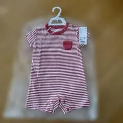 フライスショートオール 半袖 70 ボーダー 赤 白 未開封 UNIQLO